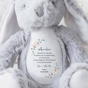We Promise To Love You Floral Wreath - Personalized Stuffed Bunny - KID767_BUN