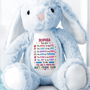 You Are The Apple Of My Eye Priceless Gift From God Rainbow Heart - Personalized Stuffed Bunny - KID783_BUN