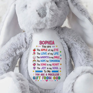 You Are The Apple Of My Eye Priceless Gift From God Rainbow Heart - Personalized Stuffed Bunny - KID783_BUN