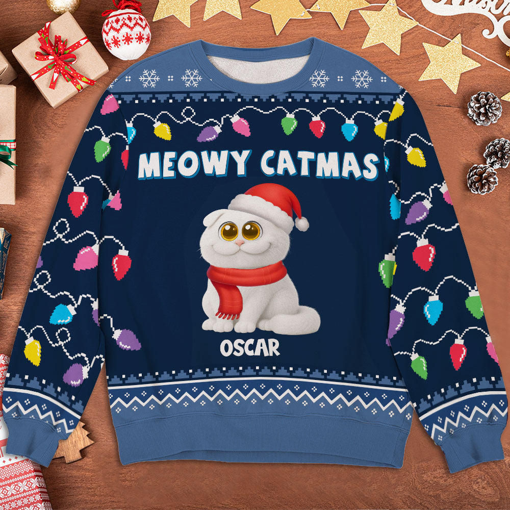 Meowy Catmas - Personalized All-Over-Print Sweatshirt - Christmas Gift For Mom