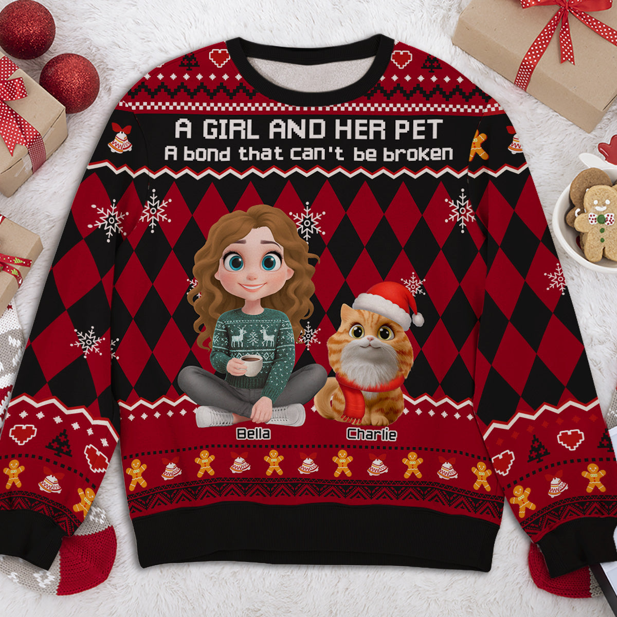 Just A Girl Who Loves Her Pet Christmas - Personalized All-Over-Print Sweatshirt