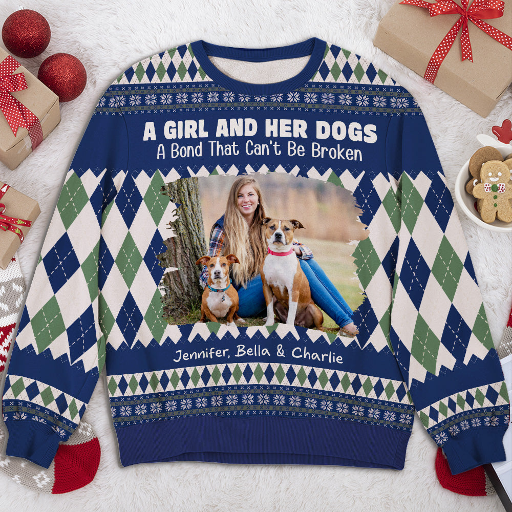 Girl And Dog Square Photo - Personalized All-Over-Print Sweatshirt