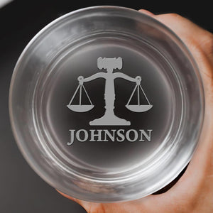 Sipping Justice Scales Of Justice And Gavel Design - Personalized Engraved Whiskey Glass - LAW005_EWG