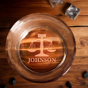 Sipping Justice Scales Of Justice And Gavel Design - Personalized Engraved Whiskey Glass - LAW005_EWG