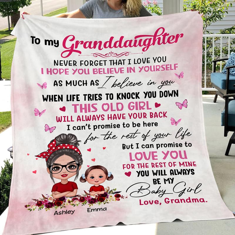 Polka Dot Grandma To My Granddaughter Grandson - Personalized Fleece Blanket