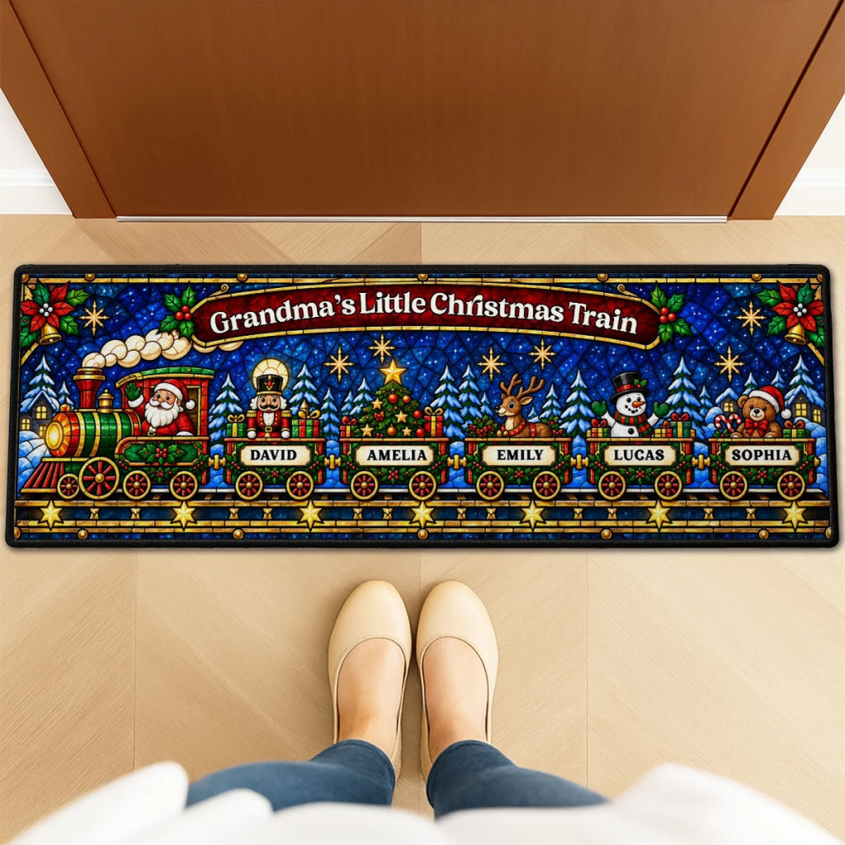 Little Passengers Christmas personalized runner rug