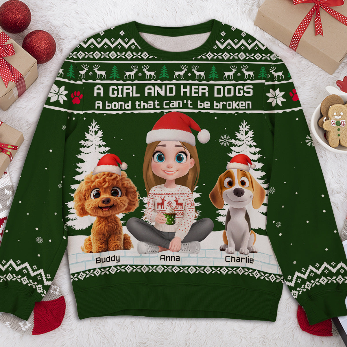 A Girl And Her Dog - Personalized All-Over-Print Sweatshirt