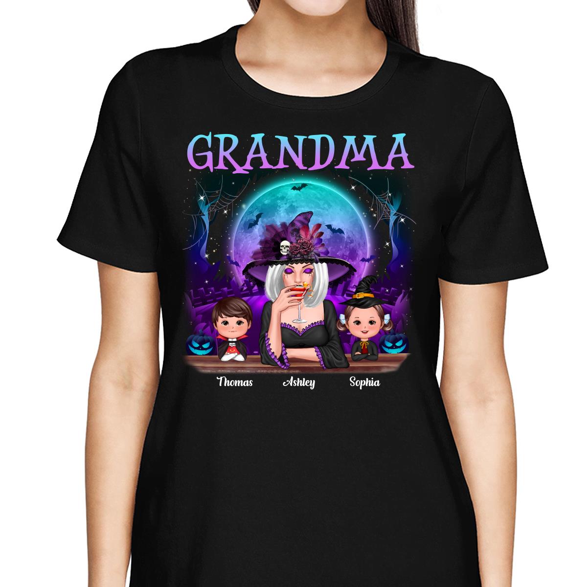 Galaxy Moon Grandma Mom Halloween - Personalized Shirt - Gift For Mom, Grandma