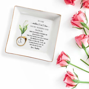 To My Mother In Law On My Wedding Day Flower Dish - Personalized Custom Jewelry Dish, Square Ceramic Dish - MOLA012_SCRD