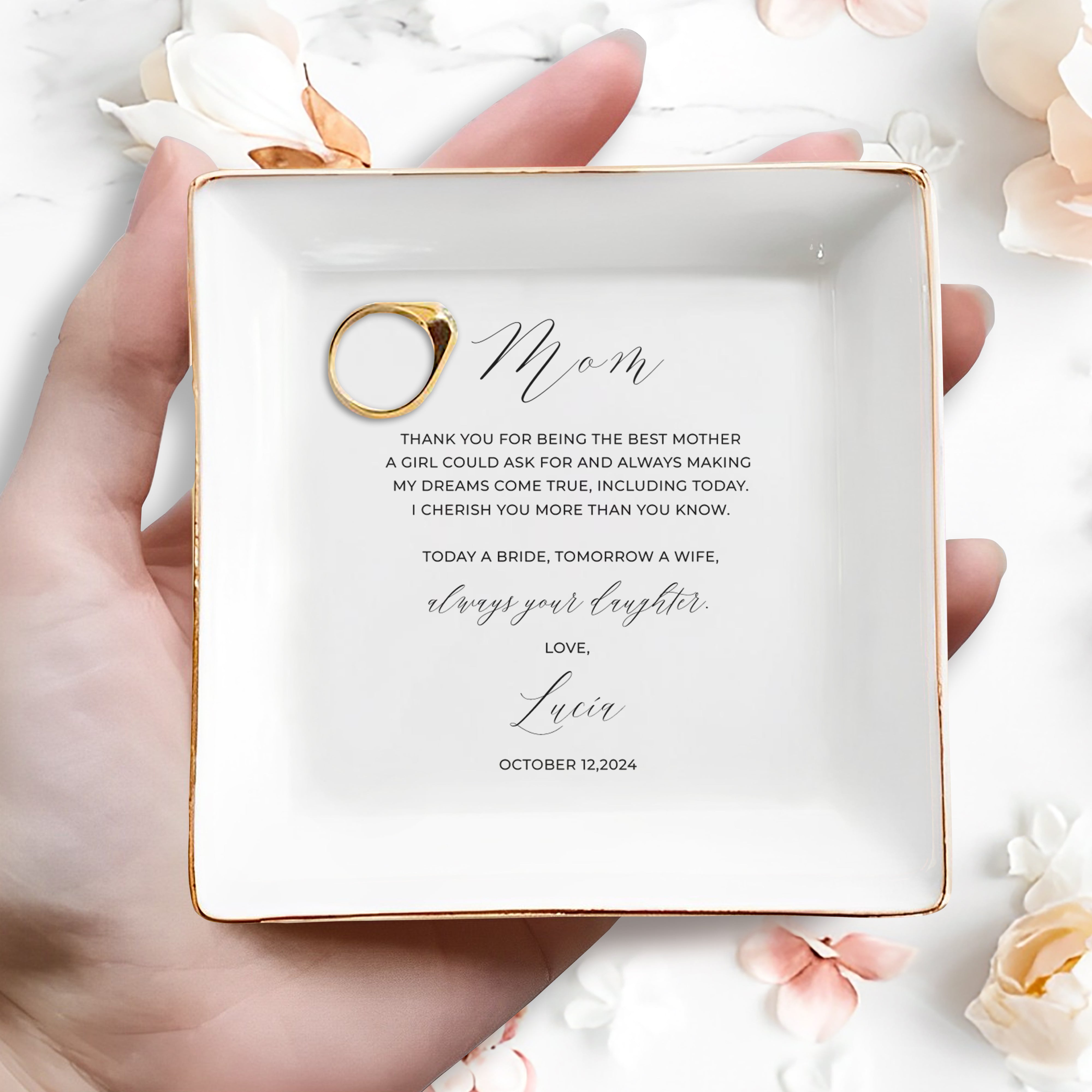 Always Your Daughter Tomorrow A Wife - Personalized Custom Jewelry Dish - MOM002_SCRD