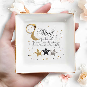 Whole Night Sky Stars And Moon Love Message - Personalized Custom Jewelry Dish - MOM028_SCRD