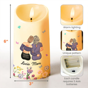 Thank You Mom For Everything Special Quote With Mother And Daughter - Personalized Custom LED Candle - MOM042_LECA