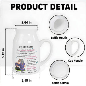 I Know It's Not Easy For A Woman To Raise A Child, Mother and Daughter Hugging - Personalized Ceramic Flower Vase
