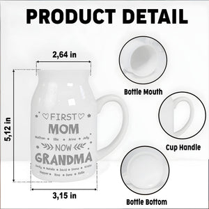 First Mom Now Grandma, Hearts and Leaves - Personalized Ceramic Flower Vase