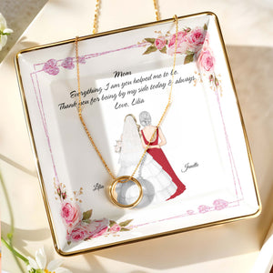 Everything I Am You Helped Me To Be, Flowers, Woman In Wedding Dress - Personalized Custom Jewelry Dish, Ceramic Dish, Square Shape - MOM115_SCRF