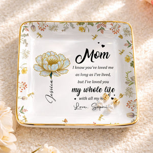 I Know You've Loved Me, Elegant Floral Design - Personalized Custom Jewelry Dish, Ceramic Dish, Square Shape - MOM148_SCRF