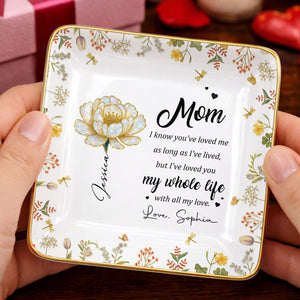 I Know You've Loved Me, Elegant Floral Design - Personalized Custom Jewelry Dish, Ceramic Dish, Square Shape - MOM148_SCRF