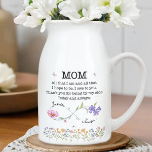 All That I Am, Owe To You, Flowers and Butterfly Design - Personalized Ceramic Flower Vase
