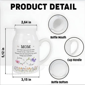 All That I Am, Owe To You, Flowers and Butterfly Design - Personalized Ceramic Flower Vase