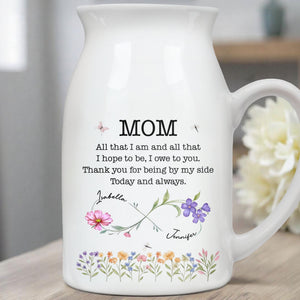 All That I Am, Owe To You, Flowers and Butterfly Design - Personalized Ceramic Flower Vase