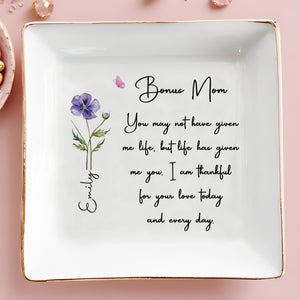 Bonus Mom, Thankful For Your Love Every Day - Personalized Custom Jewelry Dish, Square Ceramic Dish - MOM160_SCRD