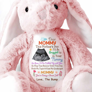Dear Mommy This Mother's Day Baby Bump Ultrasound Flower - Personalized Stuffed Bunny - MOM178_BUN