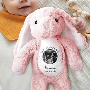 Happy Mother's Day Mommy Baby Bump Ultrasound Photo Stars Bunny - Personalized Stuffed Bunny - MOM180_BUN