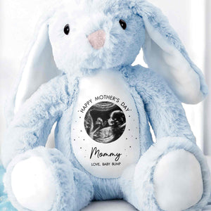 Happy Mother's Day Mommy Baby Bump Ultrasound Photo Stars Bunny - Personalized Stuffed Bunny - MOM180_BUN