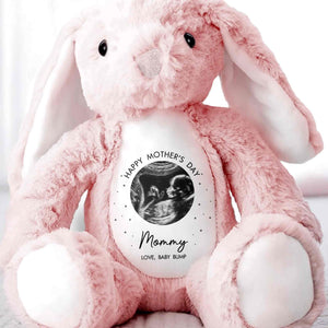 Happy Mother's Day Mommy Baby Bump Ultrasound Photo Stars Bunny - Personalized Stuffed Bunny - MOM180_BUN