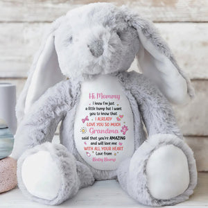 Hi Mommy I Know I'm Just A Little Bump With Hearts And Stars - Personalized Stuffed Bunny - MOM213_BUN