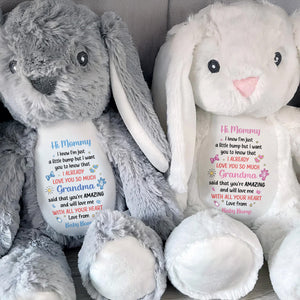 Hi Mommy I Know I'm Just A Little Bump With Hearts And Stars - Personalized Stuffed Bunny - MOM213_BUN
