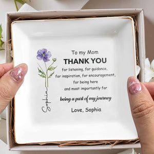 To My Mom Thank You Purple Birth Month Flower - Personalized Custom Jewelry Dish, Square Ceramic Dish - MOM245_SCRD