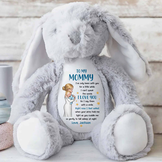 To My Mommy I Love You Mother and Baby Stars - Personalized Stuffed Bunny - MOM267_BUN