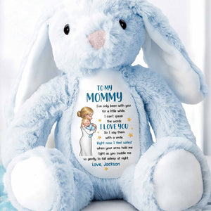 To My Mommy I Love You Mother and Baby Stars - Personalized Stuffed Bunny - MOM267_BUN