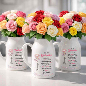 To My Godmother You Are A Gift Heaven Above Birth Month Flowers - Personalized Ceramic Flower Vase
