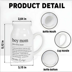 Boy Mom Dictionary Definition With Custom Name - Personalized Ceramic Flower Vase