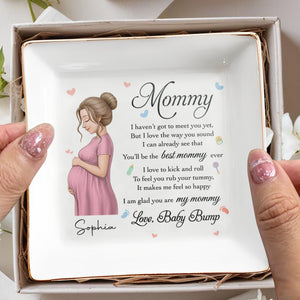 Mommy I Haven’t Got To Meet You Yet Pregnant Woman Art - Personalized Custom Jewelry Dish, Square Ceramic Dish - MOM328_SCRD