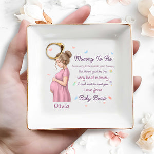 Mummy To Be Very Best Mommy Pregnant Woman And Baby Icons - Personalized Custom Jewelry Dish, Square Ceramic Dish - MOM329_SCRD