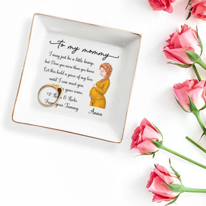 To My Mommy I May Just Be A Little Bump Pregnant Woman - Personalized Custom Jewelry Dish, Square Ceramic Dish - MOM355_SCRD