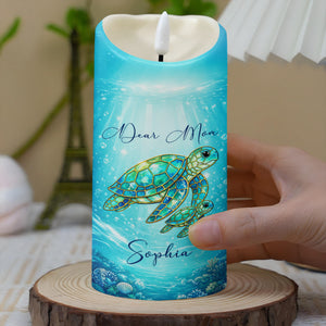 Dear Mom No Matter How Old I Get Sea Turtle Stained Glass Effect - Personalized Custom LED Candle - MOM365_LECA