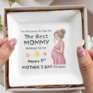 The Best Mommy Belongs To Me Pregnant Woman Mother's Day - Personalized Custom Jewelry Dish, Square Ceramic Dish - MOM374_SCRD