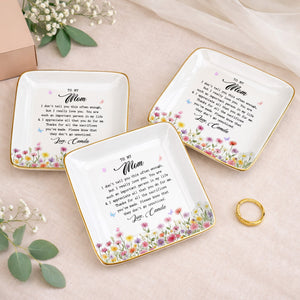 To My Mom I Love You Birth Month Flowers Ceramic Gift - Personalized Custom Jewelry Dish, Ceramic Dish, Square Shape - MOM415_SCRF