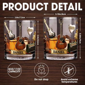Music Is Life With Guitars And Amplifier Gear - Personalized Custom Whiskey Glass - MUSIC008_RWG
