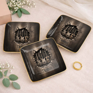 Rock On With Your Own Custom Stage Style Guitars 3D Effect - Personalized Custom Jewelry Dish, Ceramic Dish, Square Shape - MUSIC097_SCRF