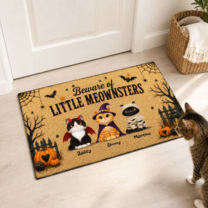 Spooky Halloween Beware of Little Cats Meownsters - Personalized Doormat - Halloween Gift For Cat Lovers, Halloween Decor