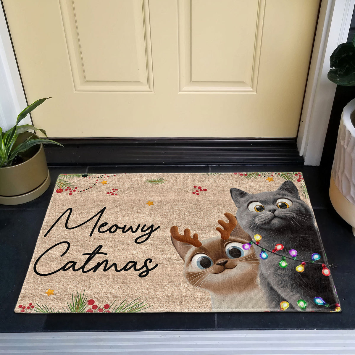 Meowy Catmas - 3D Style - Personalized Doormat - Christmas Gift For Best Friend