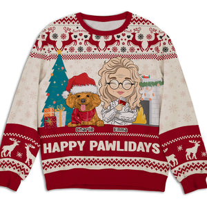 Pawlidays With Dogs personalized all-over-print sweatshirt