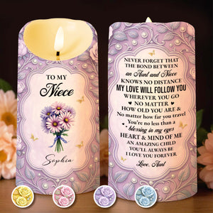 To My Niece, Beautiful Flowers and Butterflies - Personalized Custom LED Candle - NCE013_LECA