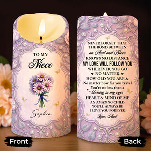 To My Niece, Beautiful Flowers and Butterflies - Personalized Custom LED Candle - NCE013_LECA