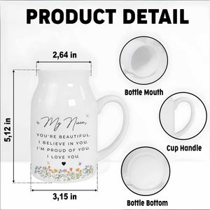 You're Beautiful, Believe In You, Flowers Heart Design - Personalized Ceramic Flower Vase